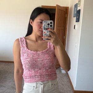 Lush Pink Knit Crop Top Size Small
